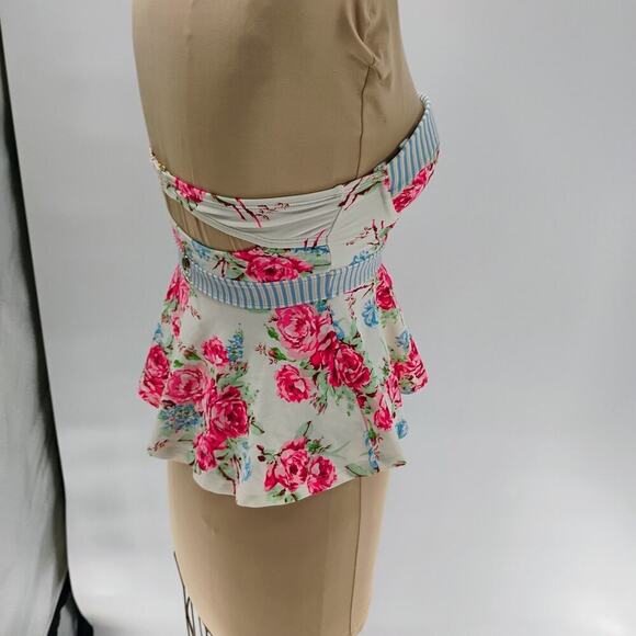 Betsey Johnson High Waist Tankini Swimsuit 2 Piece Underwire Prisoner of Love S - Picture 10 of 16
